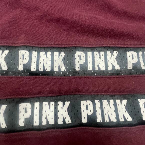 Victoria’s Secret PINK Maroon Long Sleeve Crewneck Shirt Sz S PINK Spellout - Picture 8 of 9